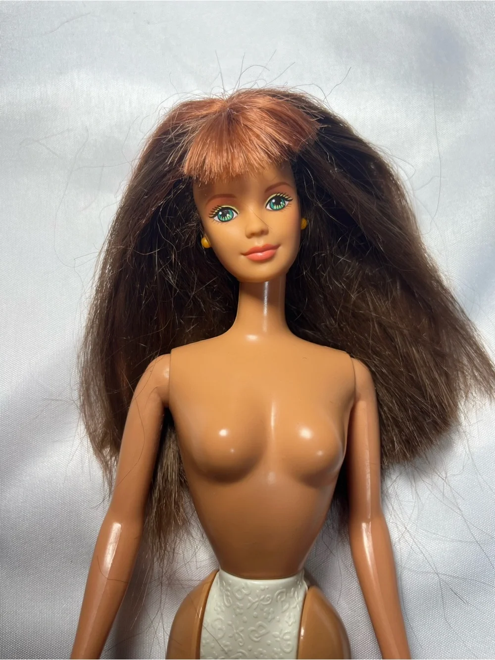 Vintage 1997 Mattel Bead Blast Barbie Doll Nude Red Brown Hair Orange Jewelry